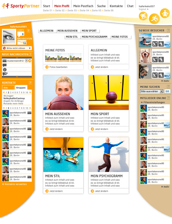 Sporty Partner // Entwürfe für ein Datingportal für sportliche Singles