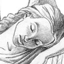 Konzeptzeichnung für eine Grabsteinfigur (Vorlage für Anfertigung)