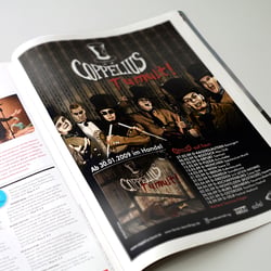 Anzeigengestaltung „Coppelius“ (für Drakkar Records)