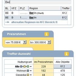 Bedienelemente für Suche (Screenshot)