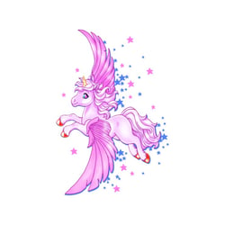 Einhorn mit Flügeln und Sterne