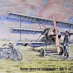 Jagdflieger Leutnant Werner Voss Jasta 10 1917, Buntstifte