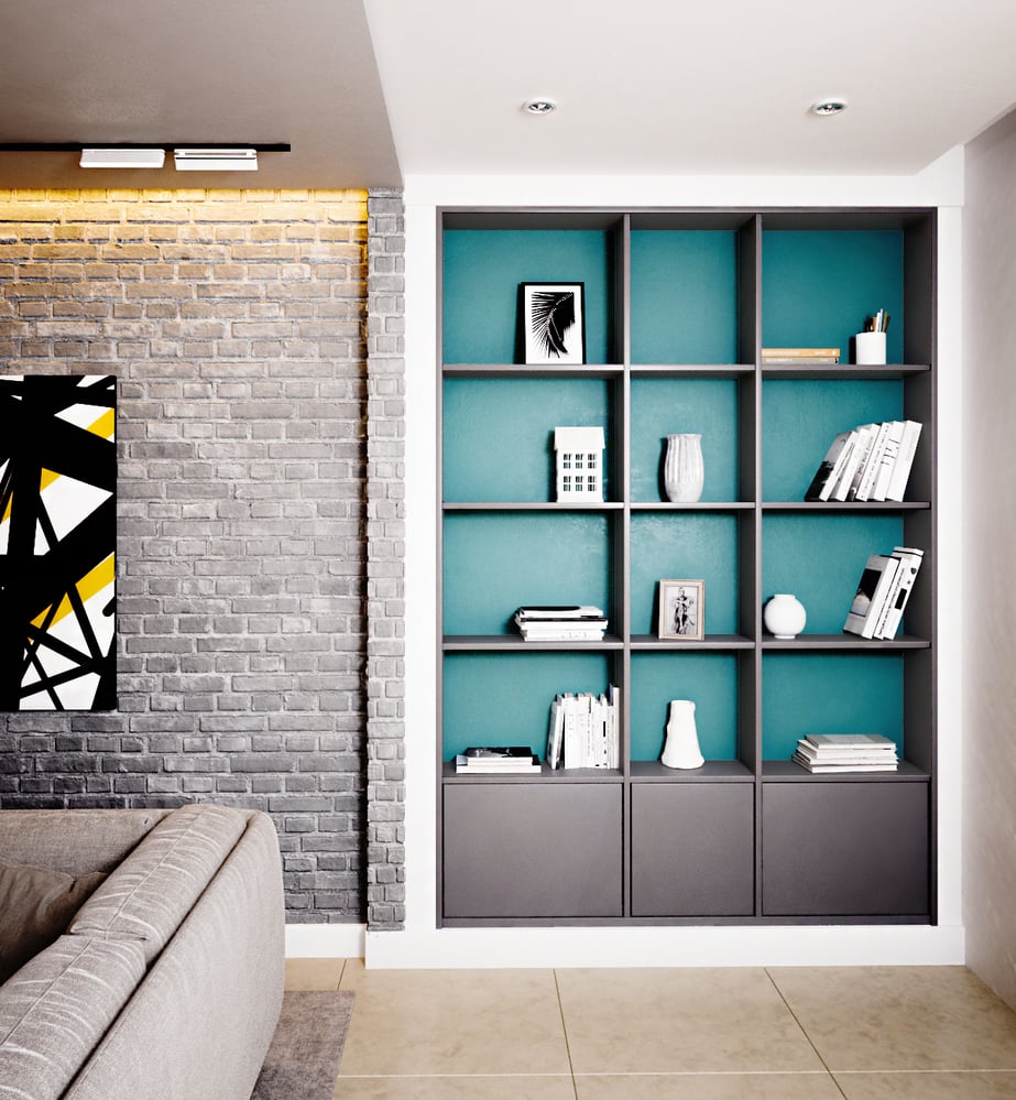 Interior design – a house with blue-green walls