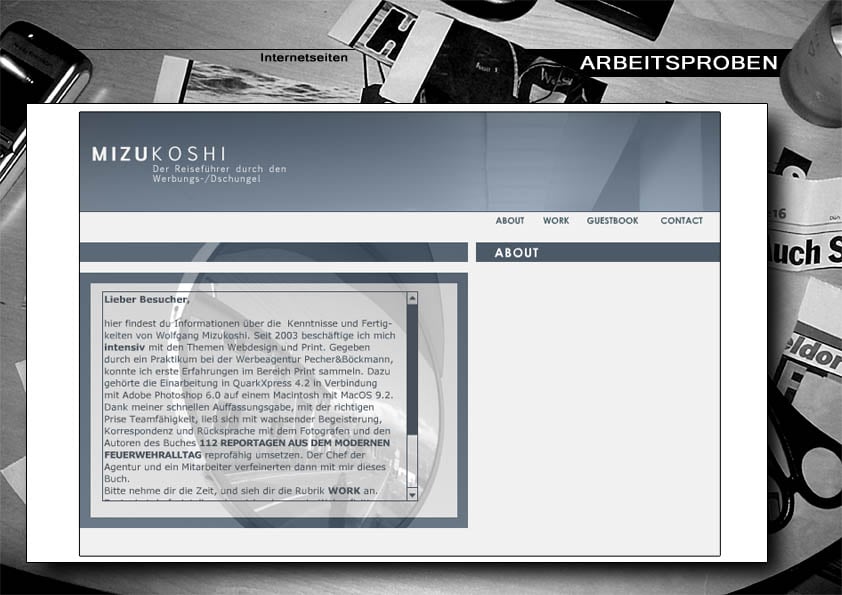 Meine erste Seite, damals … vor Jahren