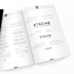 Diseño de MANUAL DE IDENTIDAD CORPORATIVA de la firma de cosmética internacional ATACHE s.a.