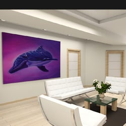 blue delphin, MDF, 200 × 160