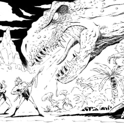 The original story does not have dinosaurs … but I love them!
