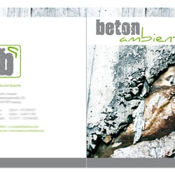 Designvorschlag Firmenfaltblatt ‚Titel- und Rückseite‘ . Betonambiente