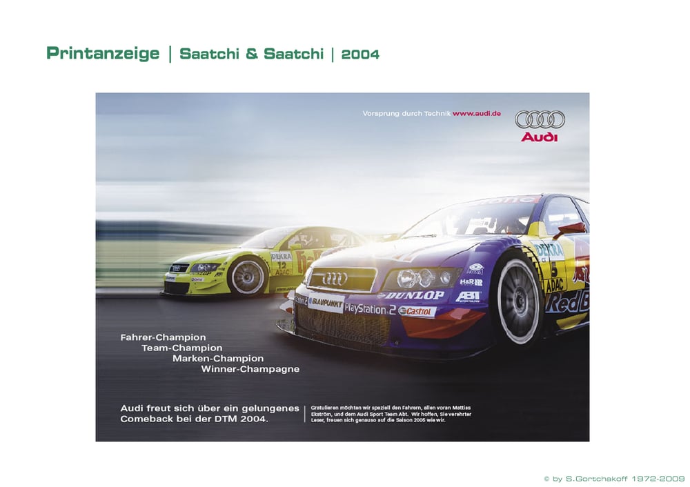 Gratulationsanzeige zur Triple-Meisterschaft in der DTM