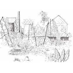 Permakulturhof (Fineliner Skizze)