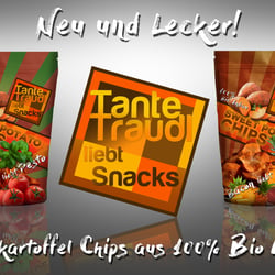 Werbetafel „Tante Traudl liebt Snacks“ Convenience