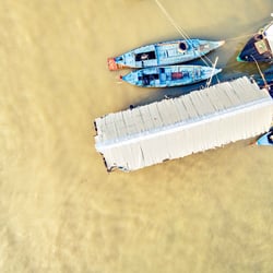 Hafen / Port Kampong Chhnang, Kambodscha / Cambodia (Luftbild mit einer Drohne)