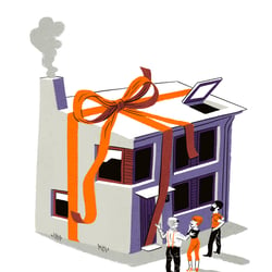 Aufmacher Illustration für das Magazin Finanztest – Thema: Immobilien verschenken