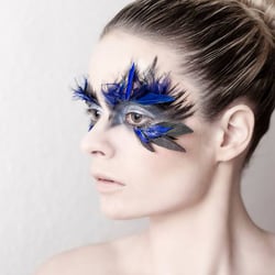 portrait blue feathers
