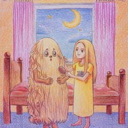 Illustration für ‚Das Haarknotenmonster‘ eine Kinder-Kurzgeschichte von Silke Winter