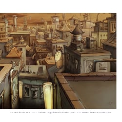 Dystopisches Layout und Backgroundpainting, sowie Concept Sketches für Studentenfilm „To Reach A Soul“