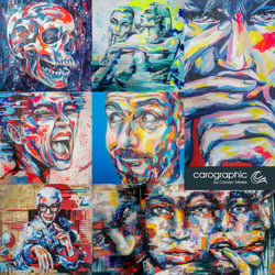 Ausstellung Carolyn Mielke, Malerei, Kunst Cottbus, Bunte Gesichter, Popart