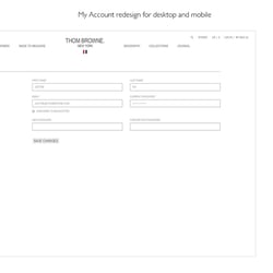 Thom Browne My Account redesign