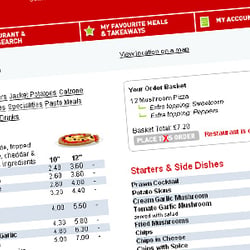 Takeaway Tom: A restaurant menu page