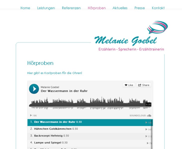 Rubrik Hörproben www.melaniegoebel.de