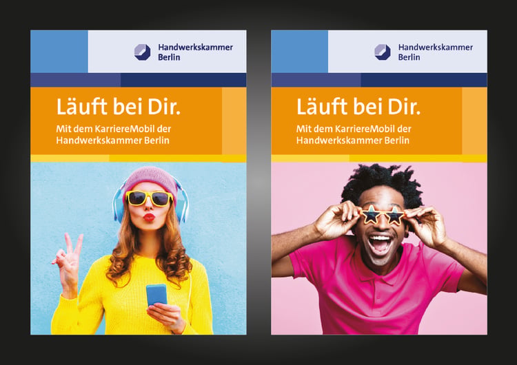 Postkarten und Plakate für KarriereMobil der Handwerkskammer Berlin