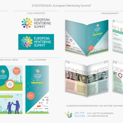 Logodesign, Branding & diverse Materialien für die Konferenz „European Mentoring Summit“