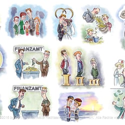 Illustrationen für ein Ratgeber zum Erbrecht. (RVR Rechtsanwälte)