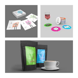 gebrandete Servietten, Bierdeckel und Kaffeetüten
