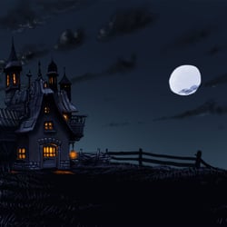 Hexenhaus bei Nacht