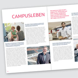 Doppelseite mit vier Porträts
