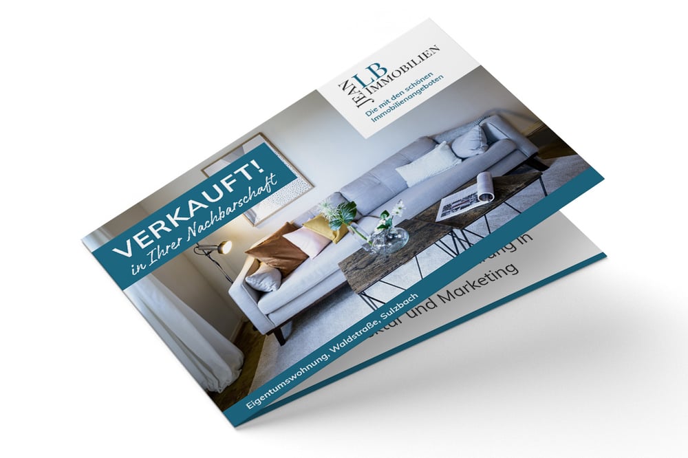 Klappkarte aus der Serie »Verkauft!« für Jean LB Immobilien, Titel