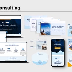 Alta Via Consulting Leistungen: Corporate Design • Marketing Assets Webdesign (Landing Pages) • Printmedien • Motion Design