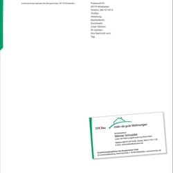 Logo und Geschäftsausstattung für den Bereich Vermietung der ZVK Bau