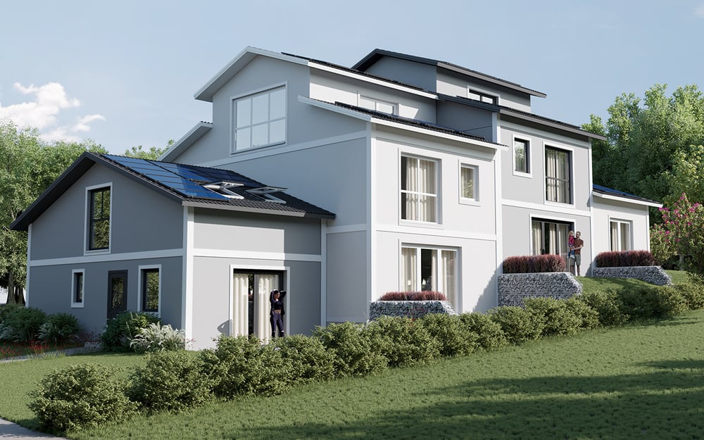 Blick auf das Haus vom Hof