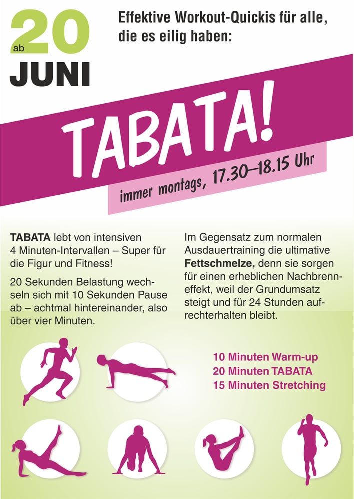 Werbeflyer für den neuen Tabata-Kurs