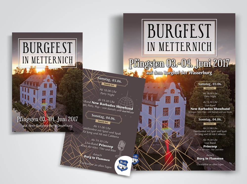 Flyer und Plakatgestaltung für ein Burgfest-Event