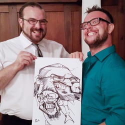 Live-Karikatur auf Papier