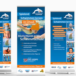 diverse Rollup-Banner für die Schwimmschule Flipper