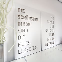 Cutout-Wandbild, Typographie aus Spannrahmen geschnitten