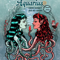 „Aquarius“, Zodiac & Pin-up Girls illustration series, 2024, procreate + photoshop