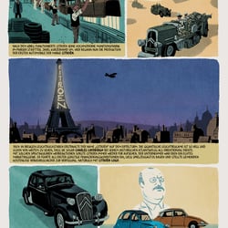 Zweiseitige Comic Biografie über Andre Citroen – Citroen Magazin
