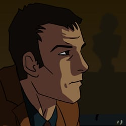 Deckard führt den Voight-Kampff-Test durch (Figur ich, Hintergrund Alex Zwerger)