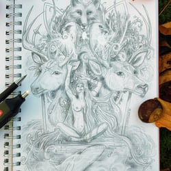 „Spirit“ Traditionelle Bleistiftzeichnung