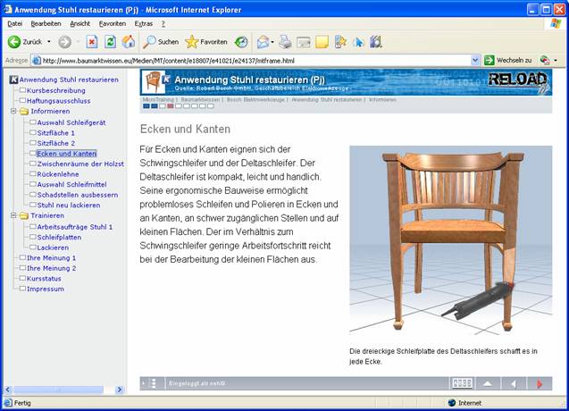 eingebettete Animation in einem eLearning Screen