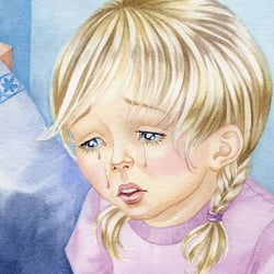 Anna weint | Bilderbuchillustration, Seite 1 | Aquarell