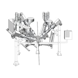 3-D Vektorillustration – Rohrproduktionsstraße