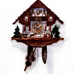 Schwarzwalder Kuckucksuhr, 40×30cm Aquarelle/Papier