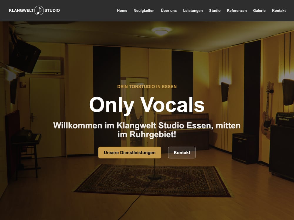 Programmierung der Website eines Tonstudios