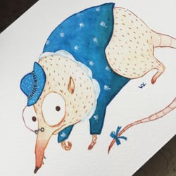 Madame Mouse, Aquarell und Buntstift