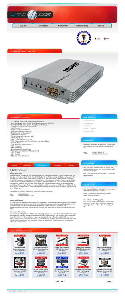 Ein Design für ein Ebay Template. Kunde war zufrieden ;]